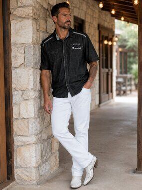 Projek Raw Men's Black Short Sleeve Button Front Shirt Modern Casual Designer XL